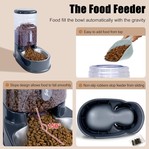 Stainless Steel Automatic Pet Feeder for Small&Medium Pets Automatic Food Feeder and Waterer Stainless Steel Bowls Set 3.8 L, Travel Supply Feeder and Water Dispenser for Dogs Cats Pets Animals - Image 5