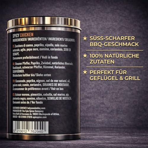 Spicy Chicken Hähnchengewürz Handgemacht Premium-Qualität Hähnchen BBQ Rub Gewürzmischung Grillgewürze für Chicken Wings Hühnchen Geflügel als Brathähnchen Gewürz Magic Dust Rub Gewürzpulver 175g