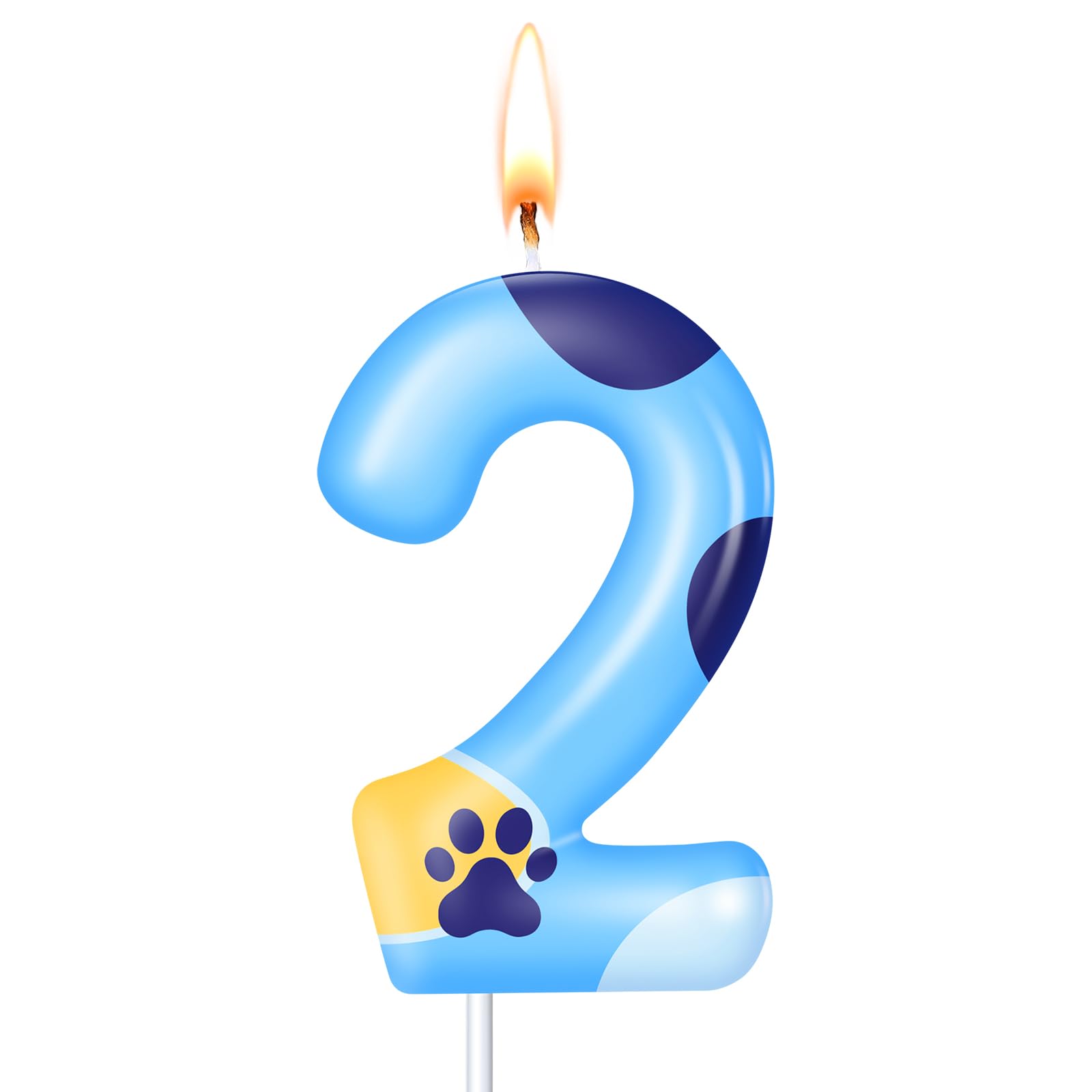 MTLEE Blue Dog Paw Candles Birthday Cake Decorations Cake Cupcake Topper for Boy and Girl Birthday Decoration(2)