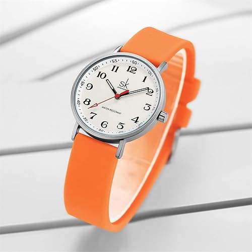Miniatura 4 de SHENGKE SK Reloj deportivo de moda ultrafino a prueba de sudor para mujer, reloj con esfera fácil de leer y banda de silicona colorida
