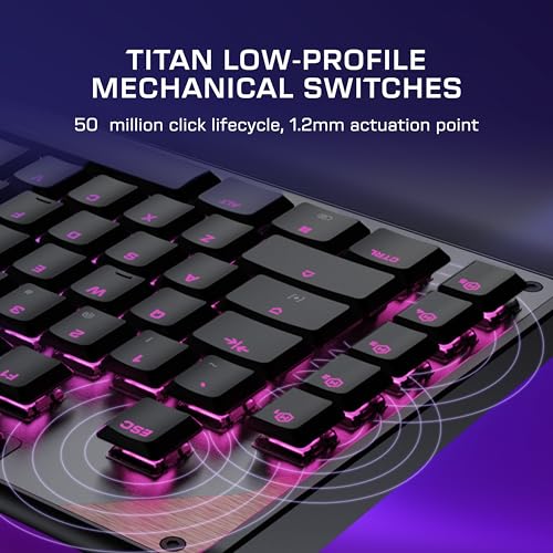 Image of Turtle Beach Command Series KB5 Full-Sized Mechanical PC Gaming Keyboard | Touchscreen Command Display, Low-Profile Mechanical Switches, Double Shot PBT Keycaps, True 8K Polling, Per Key RGB, Black