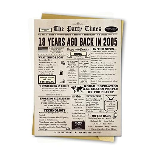 Huameigf Happy 18th Birthday Card for Girls Boys, Retro 18 Years Old Card for Men Women, Jumbo 18th Birthday Gifts for Son Daughter, Best Gifts for 18 Bday Her Niece Friend