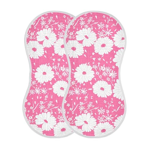Daisies Small Flowers Pink Burp Cloths for Babies Burp Rag Cotton Spit Up Rag for Babies Newborn