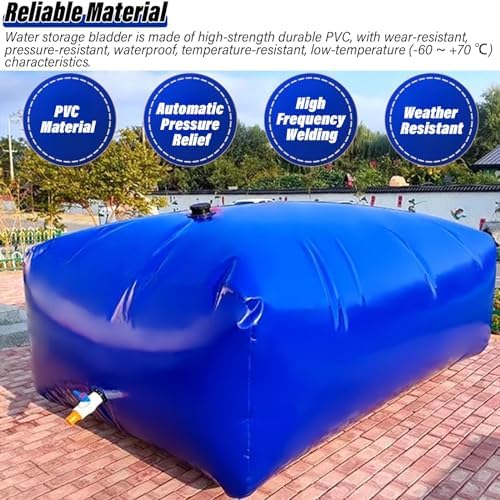 Emergency Water Storage Bladder - 500 Gallon Collapsible Water Tank for Agriculture & Garden Irrigation, Large Capacity with Valve (1.8x1.2x0.88m)