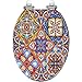 Elongated Toilet Seat Mexican talavera ceramic tile Ethnic folk ornament Italian pottery Resin Toilet Seat with Quietly Close Quick Release Hinges Decorative Toilet Seat with Cover Easy to Install
