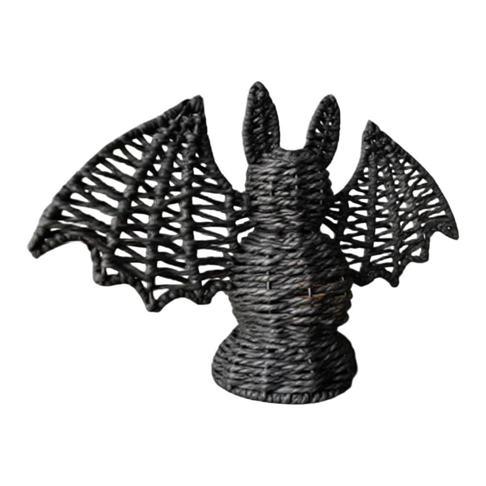 Lámpara de murciélago de mimbre, encantadora lámpara de Halloween de murciélago de sauce, única