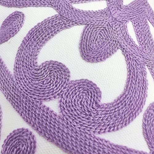 Alysheer Embroidered Lumbar Decorative Throw Pillow Cover 12"X 20", Classic Boho Mandala Embroidery Pattern Cotton Rectangular Cushion Case For Sofa Couch Living Room Bedroom(Lavender) #TOP2