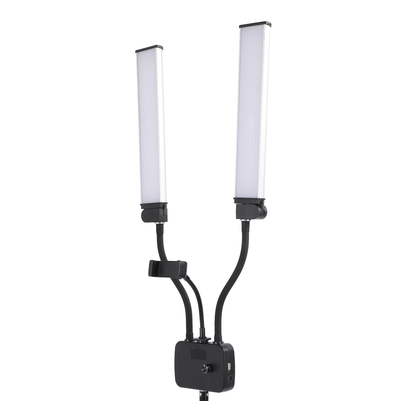 POENVFPO Luz de Vídeo LED de Brazos Dobles, Temperatura de Color Ajustable 45W 3000K a 6500K Luz de Relleno LED de Brazos Dobles Flexible USB con Soporte para Teléfono