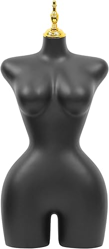 Miniatura 4 de Maniquí femenino negro en forma de torso, altura ajustable de 68" a 92", maniquí para vestido con base de metal, adecuado para exhibir ropa y joyería