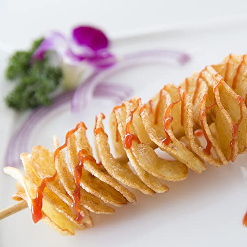 Bamboomn Premium 17.5" Inch (1.5Ft) Long 5Mm Thick Safe Multipurpose Tornado Twist Potato Bamboo Skewers, 300 Pieces Perfect For Camping Or Outdoor Party, Garden Sticks #TOP4