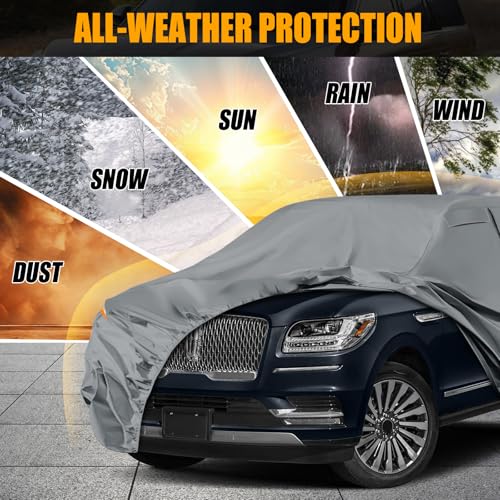 Image of Waterproof Premium Car Covers Replace for 2007-2025 Ford Expedition EL /MAX and Lincoln Navigator L, 10 Layers Heavy Duty All Weather Car Cover with Zipper Door for Snow Rain Dust Protection