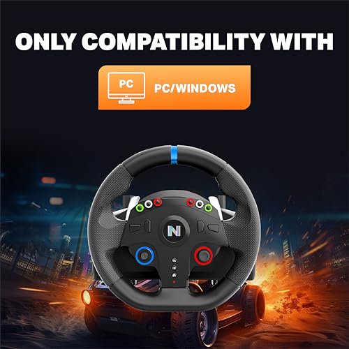 Image of Nitho Drive Pro ONE Competition - Gaming Racing Wheel with Separate Shifter and Floor Pedals, 270 Degree Zero Dead Zone Steering Wheel for Racing Simulator on Windows PC Only