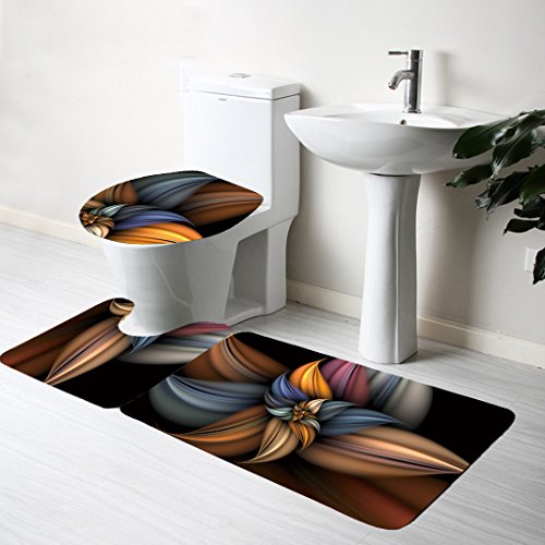 Asnlove Set 3tlg Badematten, Rechteck Badvorleger 75 x 45 cm Badteppich Badgarnitur Matte Badvorleger WC-Deckelbezug… – Bild 3