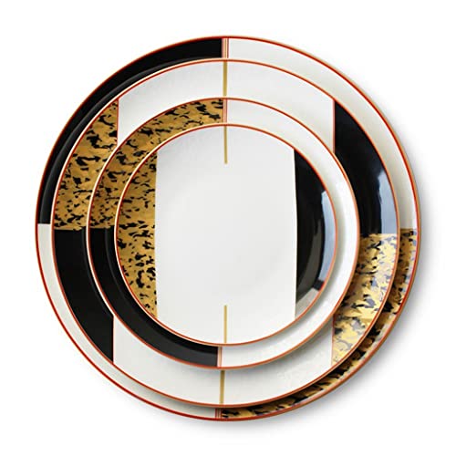Plato de cerámica de estilo retro, plato de cuenco simple, juego de vajilla para el hogar, plato de cena de porcelana de hueso (color: A, tamaño: 4 piezas)