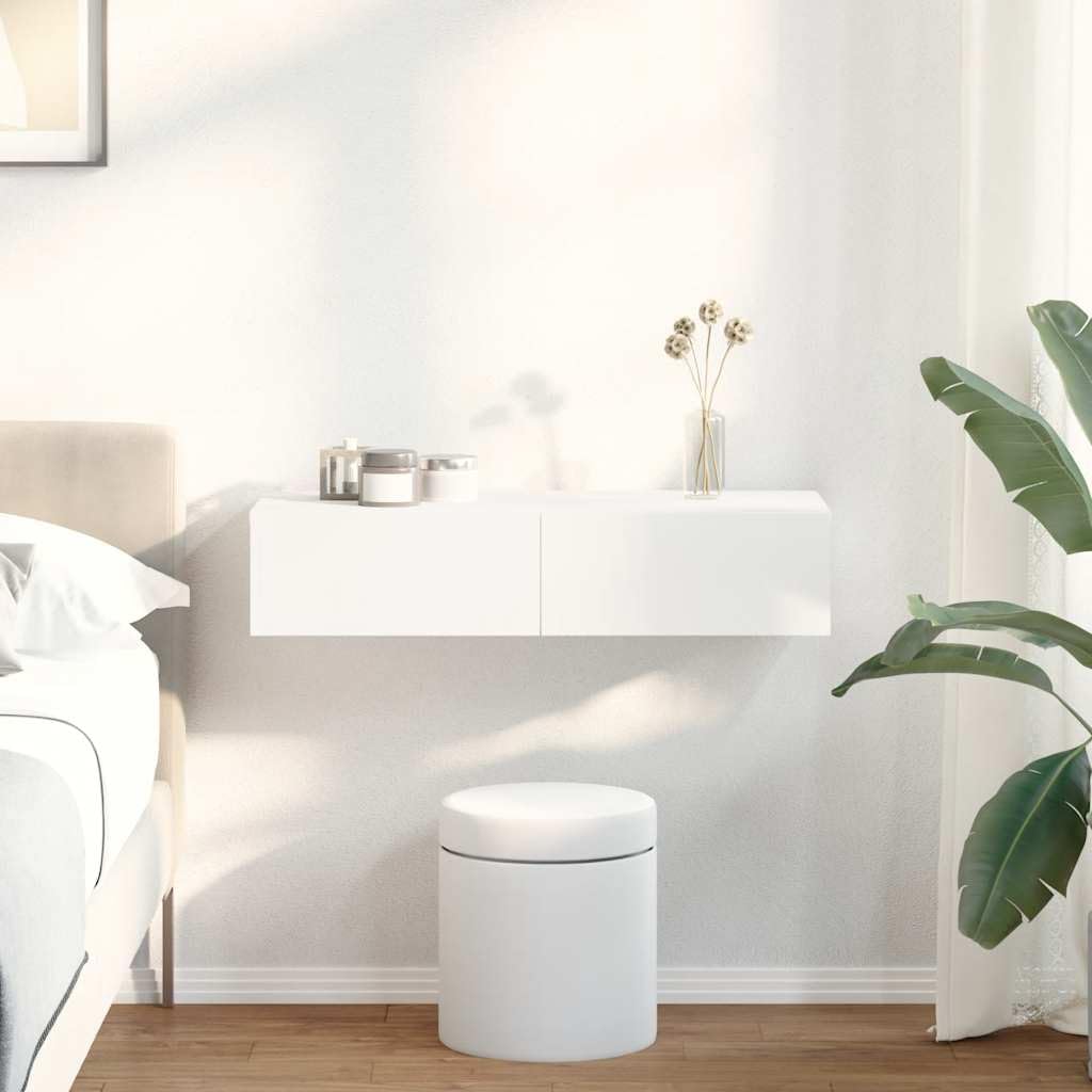 Genérico Estante de Pared con cajones de Madera contrachapada Blanco,Estanterías,Estantes y estanterías-859977
