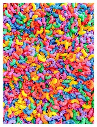 2 cups of rainbow pasta sensory bin filler for sensory table - elbow noodles