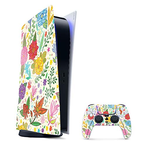 MightySkins Glossy Glitter Gaming Skin for PS5 / PlayStation 5 Digital Edition Bundle - Flower Garden | Durable High-Gloss Glitter Finish | Easy to Apply and Change Styles | Made in The USA