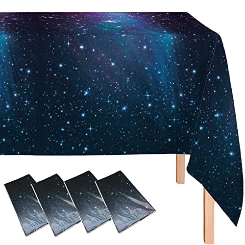 Oojami 4 Pack Starry Night Plastic Tablecloth Ideal For Blast Off Space Party, Space Blast Theme Party, Galaxy Theme Table Cover, Space Birthday Party, Space Theme Party #TOP5