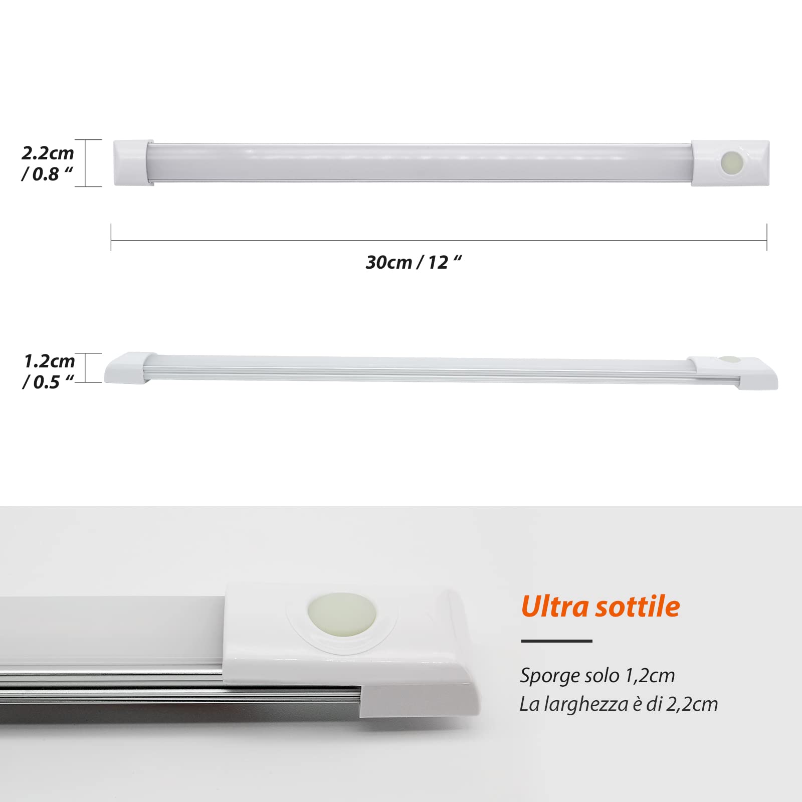 Dream Lighting Barra LED 12V 30cm 300LM 3000K 5,6W Dimmerabile Luce LED Calda per Camper Barca Furgone Caravan