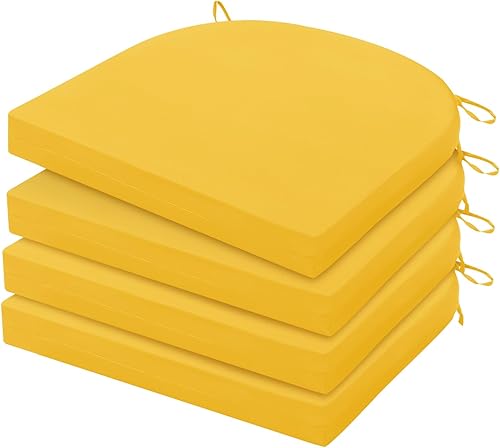 HARBOREST Juego de 4 cojines para sillas de interiorexterior, impermeables, cojines de esquina redonda para muebles de patio - Cojines para sillas