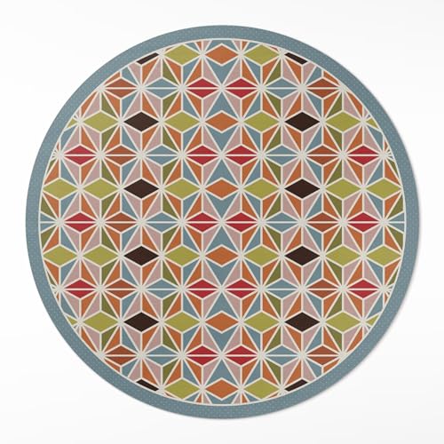 Tapis vinyle résistant à la rayure et entretien facile géométrie pastel