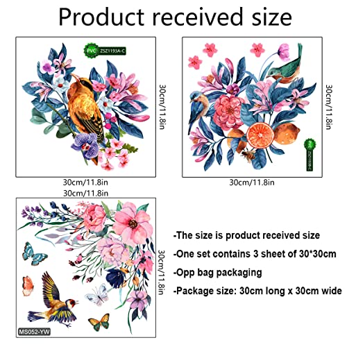 Livegallery TOILET SEAT WALL STICKER-1 3Pcs Birds And Flowers Bathroom Toilet Seat Wall Sticker Self-Adhesive Pink Purple Floral Toilet Lid Decals Diy Removable Watercolor Bouquet Toilets Stickers thumb #1