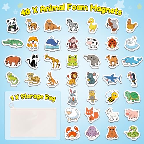 Broytain 40 Animal Fridge Magnets for Toddlers,Animal Foam Refrigerator Magnets Toys for Kids Whiteboard,Learning Games,Educational Toys,Preschool Kindergarten Learning Activities Homeschool by Broytain - Image 3