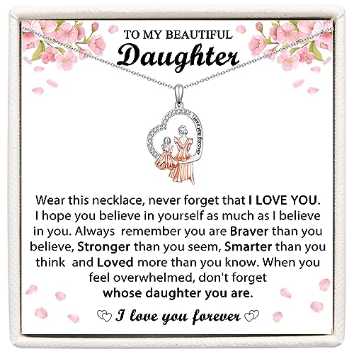 Gifts for Mom and Daughter, Mother and Daughter Heart Pendant Necklace Birthday Christmas Mothers Day Valentines Graduation Back to School Gifts for Girls Women