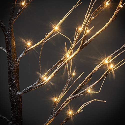 Dawsons Living Pre-Lit Twig Tree - White Snow Birch Outdoor and Indoor Decorative Festive Tree - LED Lights (180cm / 6 Foot)