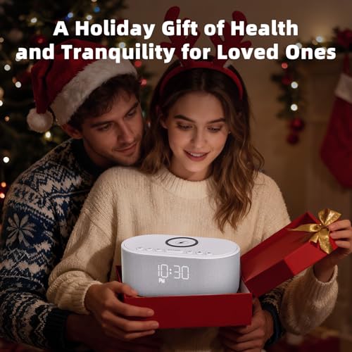 Image of Odokee Sound Machine Alarm Clock Wireless Charger: Bluetooth 10W Stereo Sound Speaker Bedroom - White Noise Machine for Sleeping with 21 Soothing Sounds