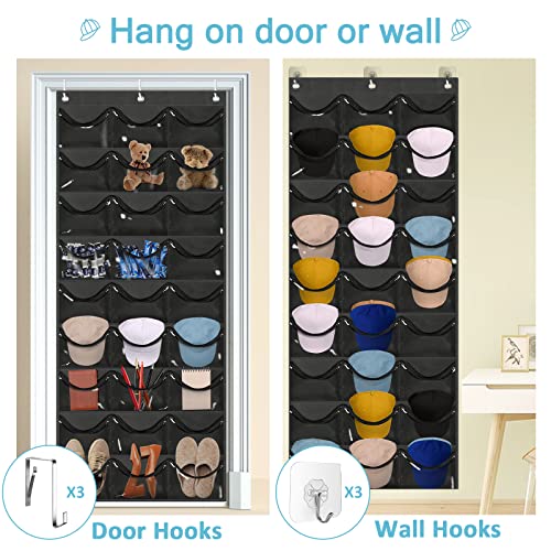 Owkjar 27 Large Pockets Hat Organizer For Baseball Caps,Hat Rack With 6 Hooks Over The Door Or Wall Multiple Caps Display Storage Racks,Hat Holder Organizer For Golf Sports Caps Organization #TOP4