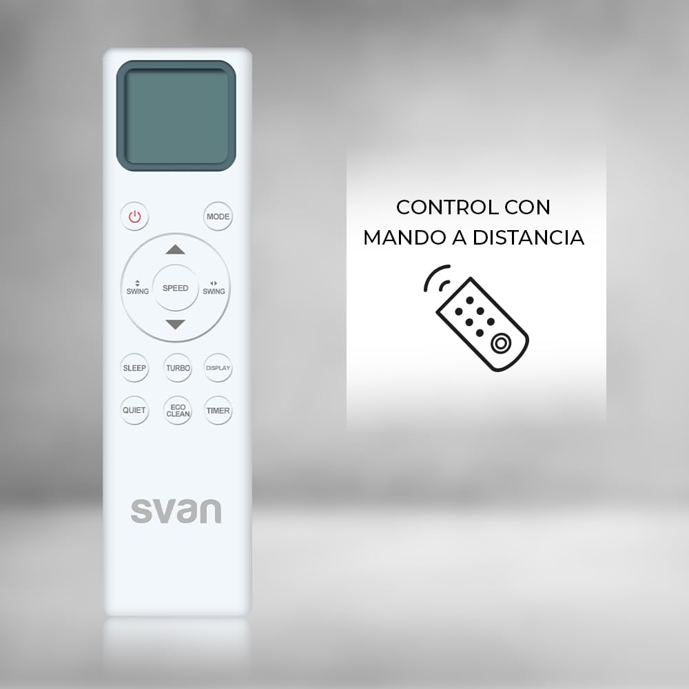 Svan Aire Acondicionado Split, 24000 BTU SAAS2401W. Bomba de Calor, Mando a Distancia, Temporizador, Clasificación Energética A++
