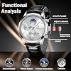 LIGE Chronograph Watch for Men Wrist Leather Analog Dress Waterproof Vintage Work Casual Unique Retro Quartz Date Moon Phase Display Luminous 3ATM Water Resistant Mens Watches