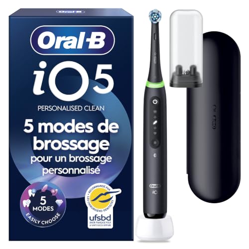 Oral-B Brosse à Dents Electrique iO 5 avec Brossette de Rechange, Noire
