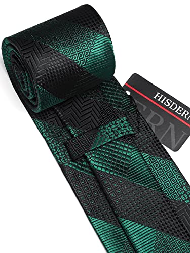 Image of HISDERN Ties for Men Solid Houndstooth Neckties Handkerchief Formal Business Tie & Pocket Square Set Wedding Party