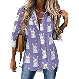 Button Down Shirts for Women White Cute Rabbit Long Sleeve Blouse Business Casual Work Tops XL