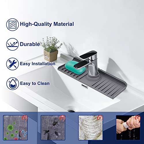 Aeoozgr Kitchen Sink Splash Guard, Silicone, Faucet Rack Absorbent Bathroom Handle Drip Water Catcher Mat(Black) #TOP3