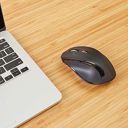 Amazon Basics 6-Button Ergonomic 2.4GHz Wireless Mouse with Mechanical Fast Scrolling  Black