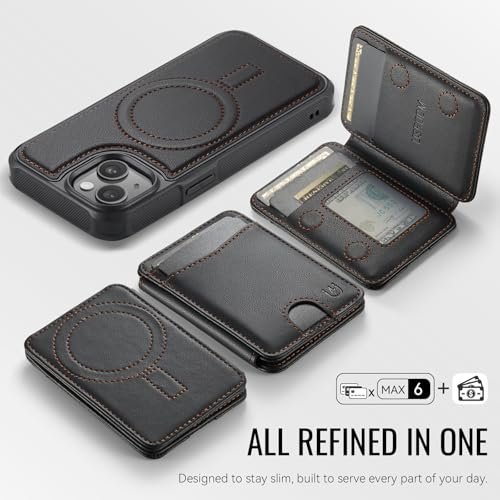 Usroom for iPhone 14 Plus Wallet Case Compatible with Magsafe, Magnetic RFID Blocking Card Holder Kickstand 2 in 1 Detachable Case for iPhone 14 Plus 6.7", Black by Usroom - Used condition - Image 8