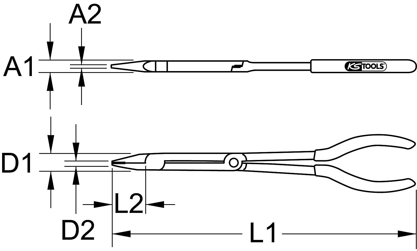 KS Tools 500.7161 Szczypce plaskie z podwójnymprzegubem, XL