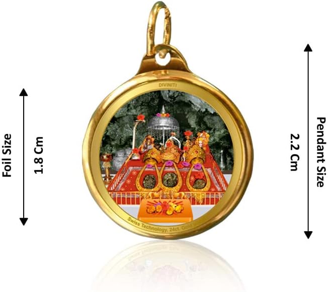 Mata Ka Darbar MDF 1A Gold Plated Photo Frame, 24K Double sided Gold Plated Pendant 18 MM and 3 Pcs Incense Sticks For Navratri Festival Prayer & Auspicious Occasion (Combo Pack)