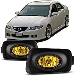 CPW Fog Lights Compatible with [2004-2005 Acura TSX] Driving Fog Lights + Switch + Wiring Kit (Yellow)