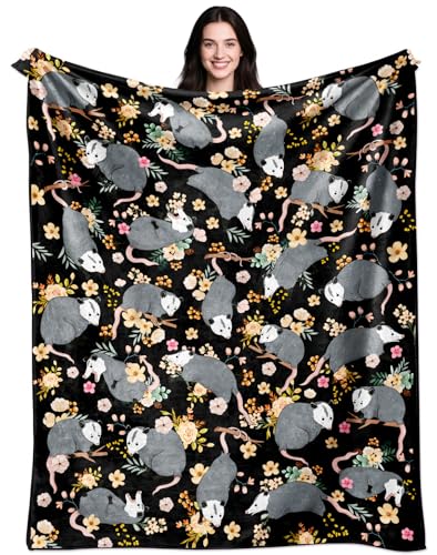 Opossum Blanket Gifts for Possums Lovers Soft Flannel Stuffed Animal Opossum Throw Blanket Birthday Gift Bedding Decor for Women Girls 50"x40"
