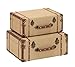 Deco 79 Wood Burlap Suitcase, 17 and 15-Inch, Set of 2