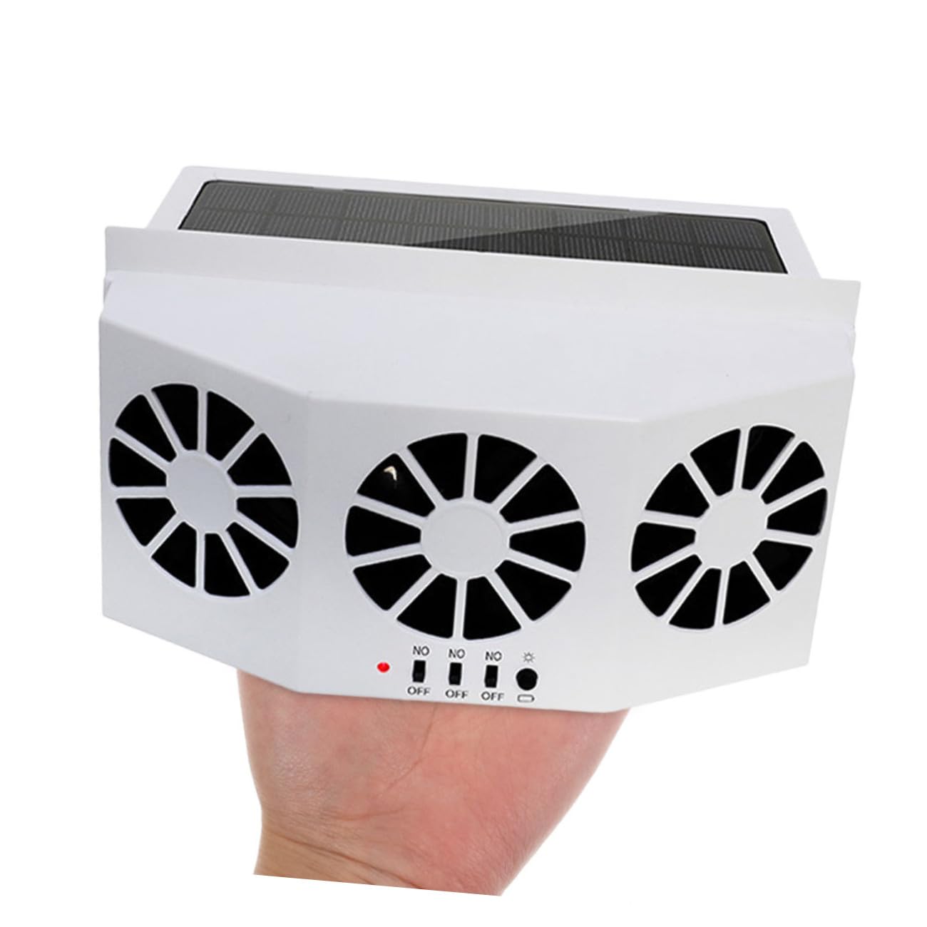 CLISPEED Ventilador de Ventilación Solar para Coche Alimentación Solar y Función de Enfriamiento Automático, Fabricado en Abs Batería Incluida para Control de Temperatura