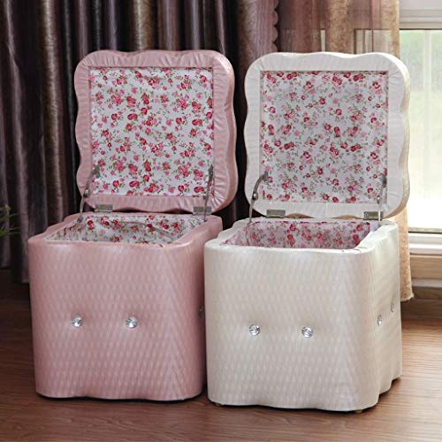 Repose-pieds coffre rose de 40 cm en polyuréthane pour s'asseoir