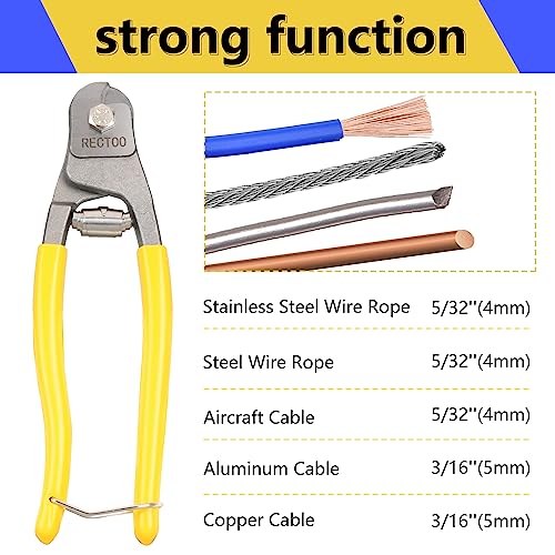 Rectoo RT02 Forged From Heavy Duty Stainless Steel Metal, 8 Inch Small Wire Rope Cutter Tool Upto 1/4 Inch thumb #3