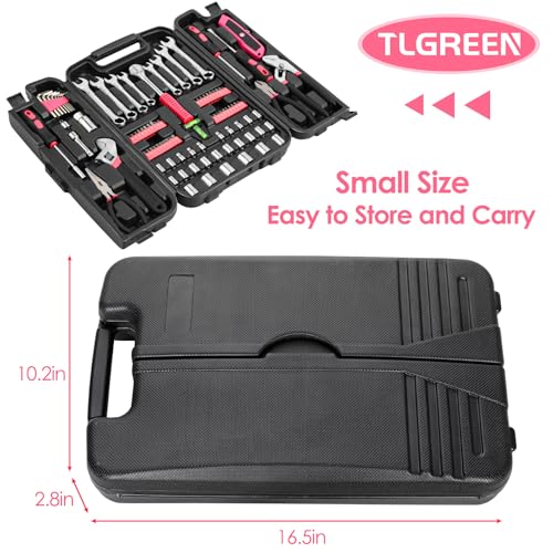Image of TLGREEN 95-Piece Home Tool Set with Storage Case, Pink