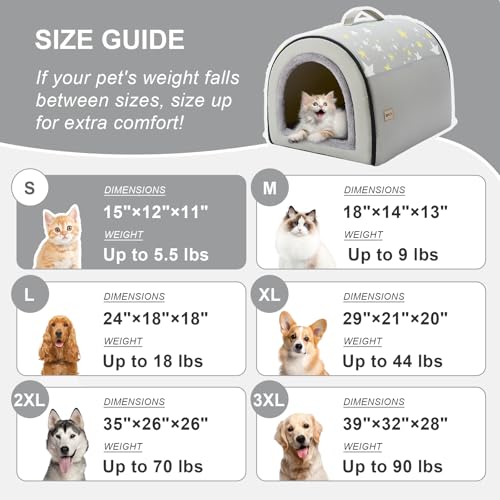 Jiupety Hundehütte Indoor, 2-in-1 Katzenhöhle, Größe S Hundehöhle Kleine Hunde für Katze und Welpe, Warme Höhle Schlafnest, Grau