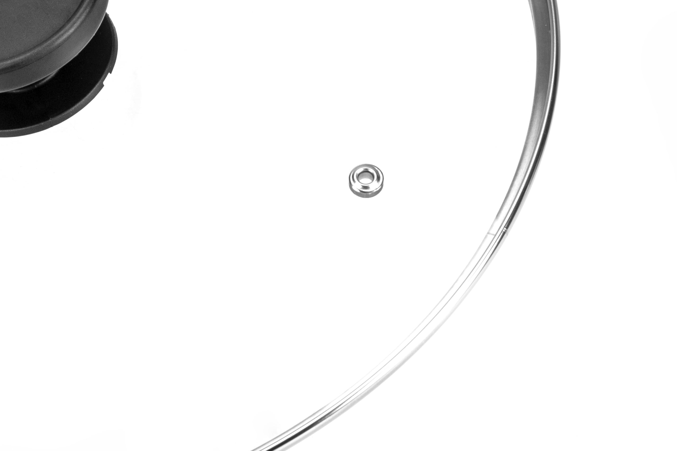 Alluflon Couvercle en Verre Trempé avec Rebord en Acier Inoxydable, Résistant aux Hautes Températures, Compatible Lave-Vaisselle, 24 cm